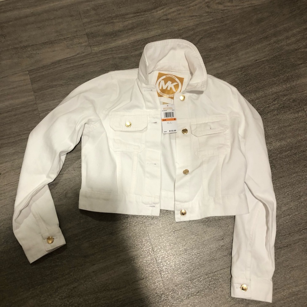 New michael mk white jeans jacket XL